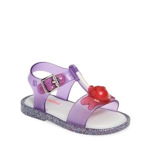 Mini Melissa Purple Jelly Sandals with Red Crab Accent